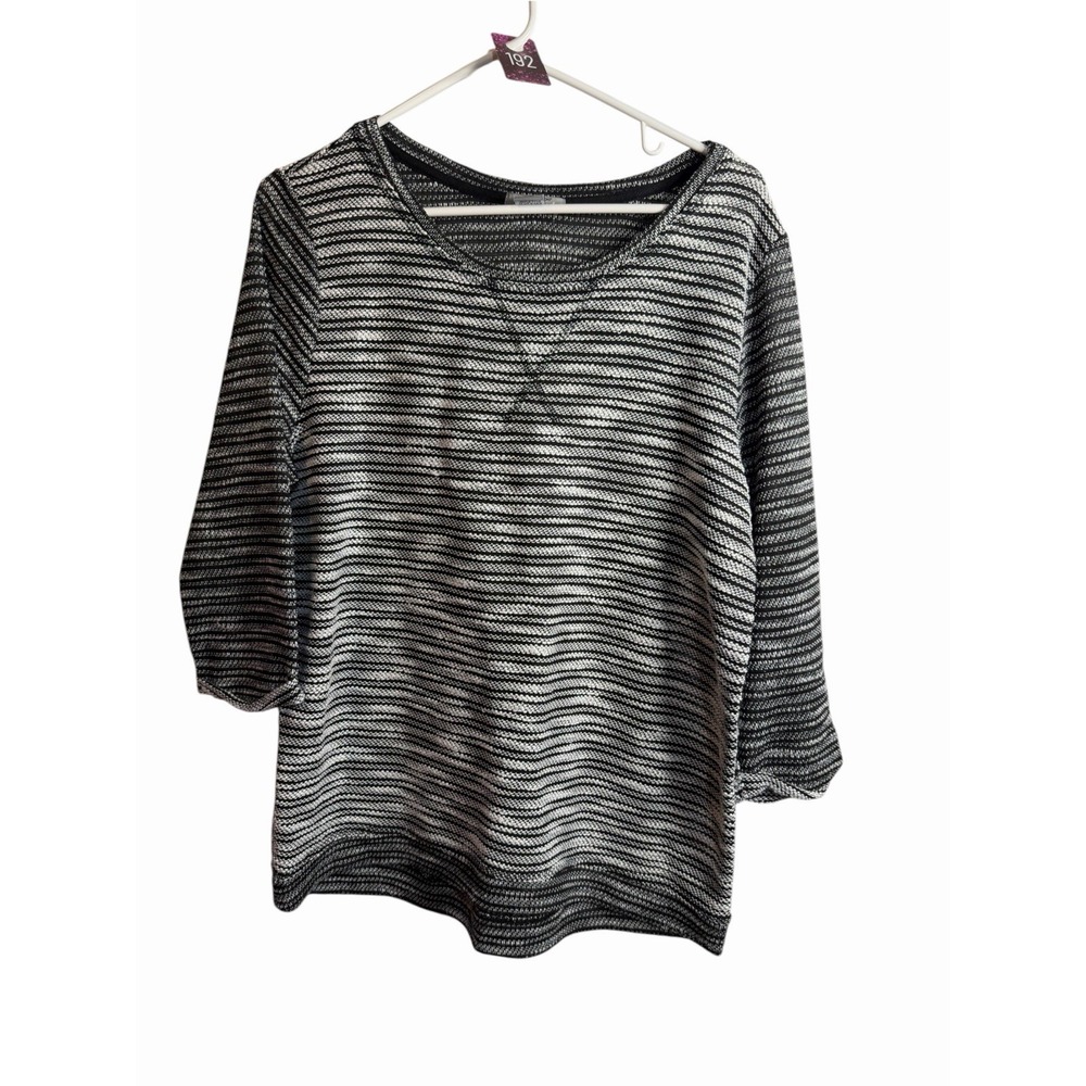 new direction womens black grey white long sleeve shirt size large